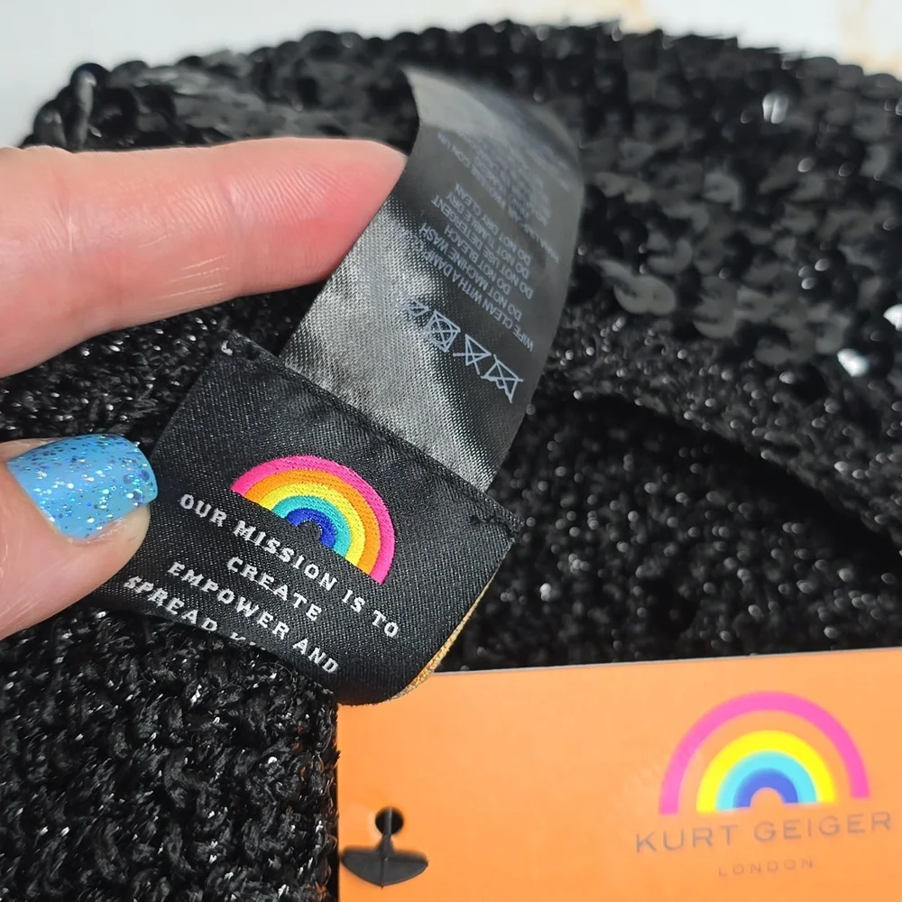 Kurt Geiger Black Sequin Beret New with Tags